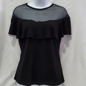 Sweet Rain Mesh Bodice Blouse